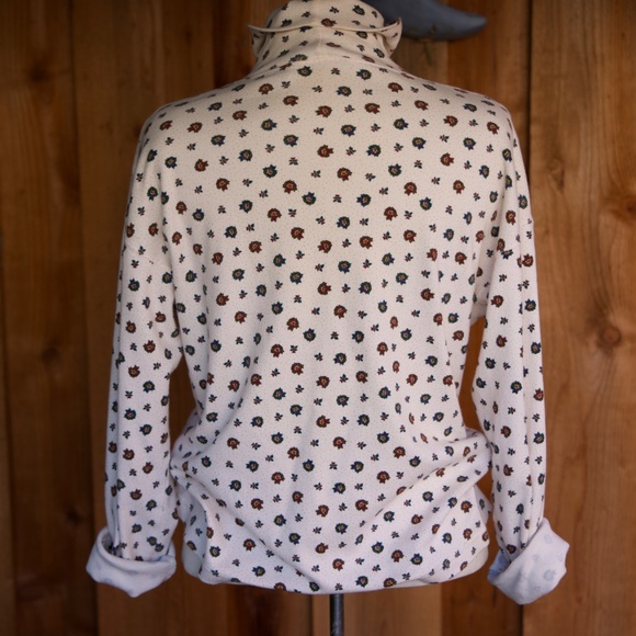 Vintage 90's Woolrich Woman 100% Cotton Winter Floral Turtleneck Long Sleeve M - Picture 10 of 14
